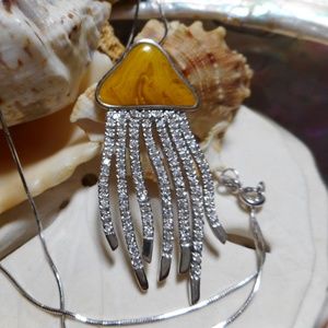 Sterling Silver Jellyfish Pendant Necklace Movable